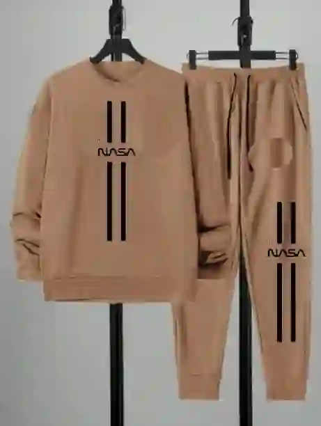 2 Pcs Unisex Dri Fit Printed Sweatshirt Track Suit