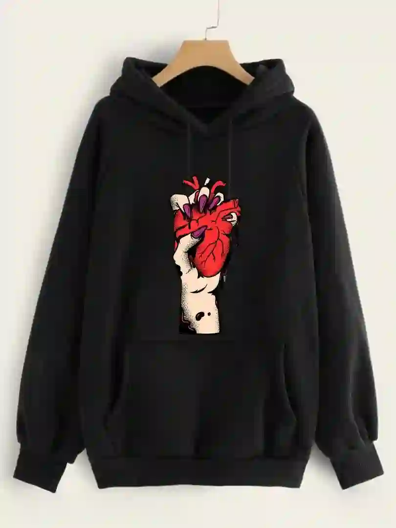 Stylish Printed Hoodie For Girls - 1 Pc