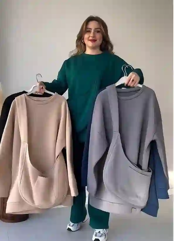 Stylish Women's Co-Ord Set - 3 Pcs Fleece Plain Black Outfit