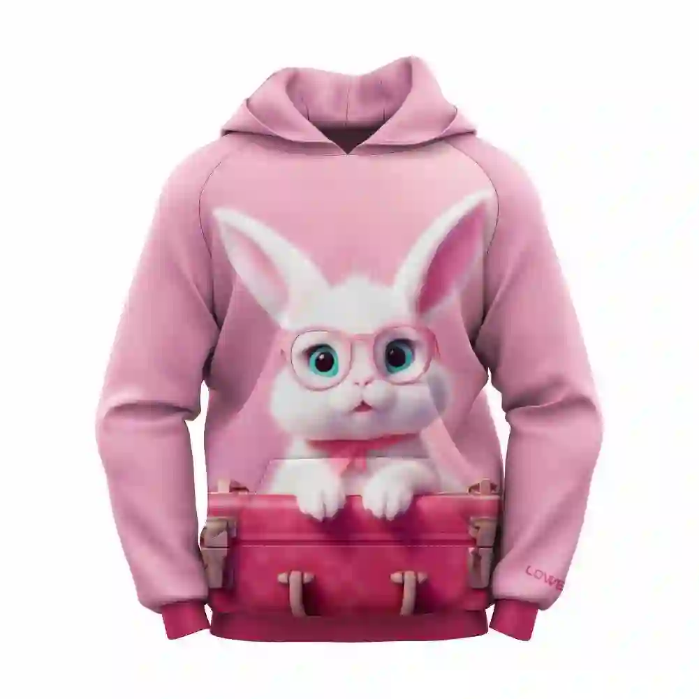 Girls' Kangaroo Printed Polyester Fleece Hoodie - 1 Pc