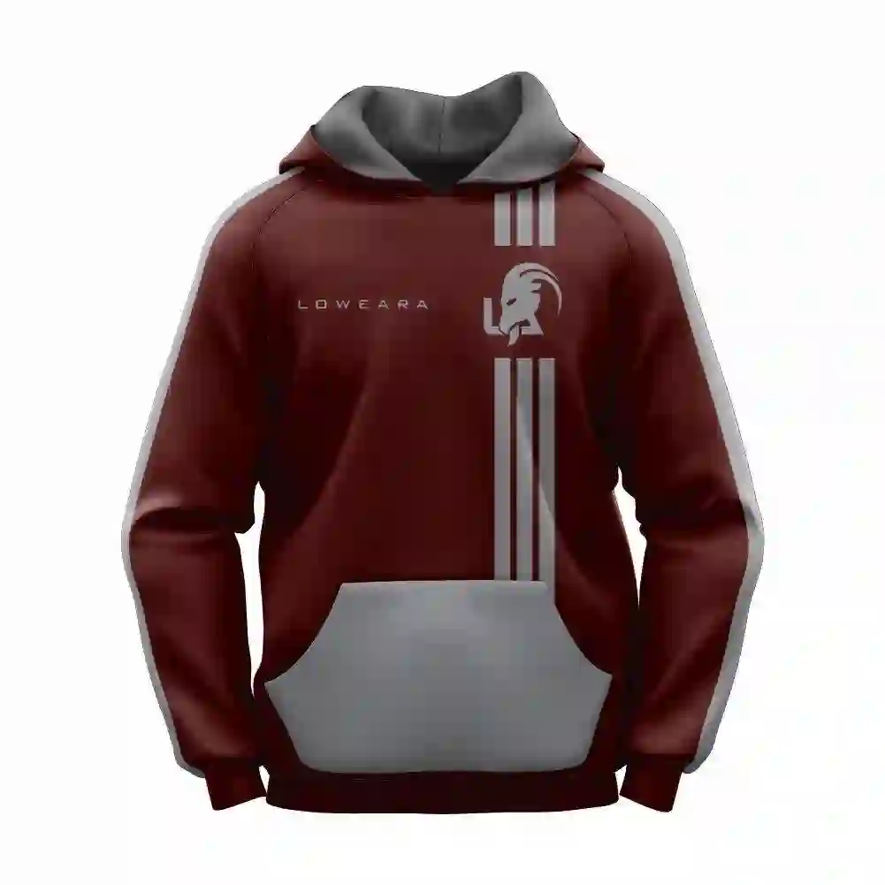 Unisex Printed Fleece Hoodie - 1 Pc in Maroon
