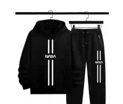 2 Pcs Men's Stitched Polyester Fleece Printed Track Suit