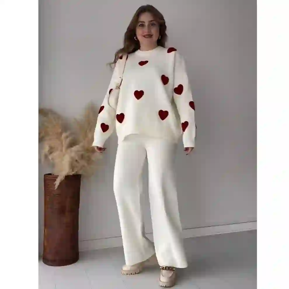 Stylish Printed Fleece Sweatshirt Tracksuit - 2 Pcs Set
