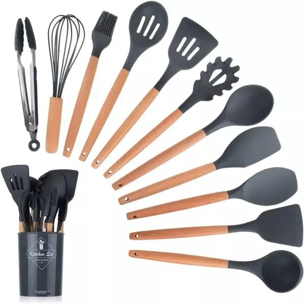12 Pcs Silicone Cooking Utensils Kitchen Utensil Set | Heat