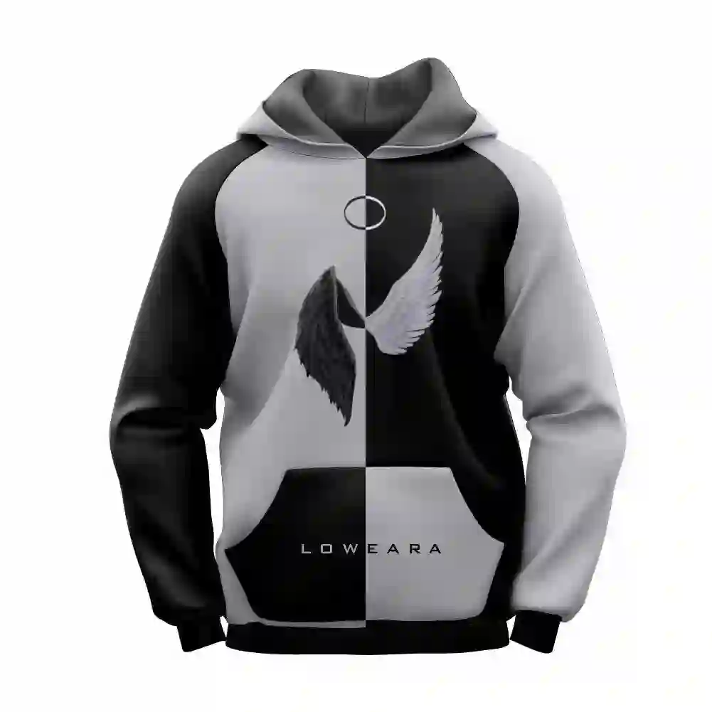 Grey unisex printed hoodie 1 pc polyester