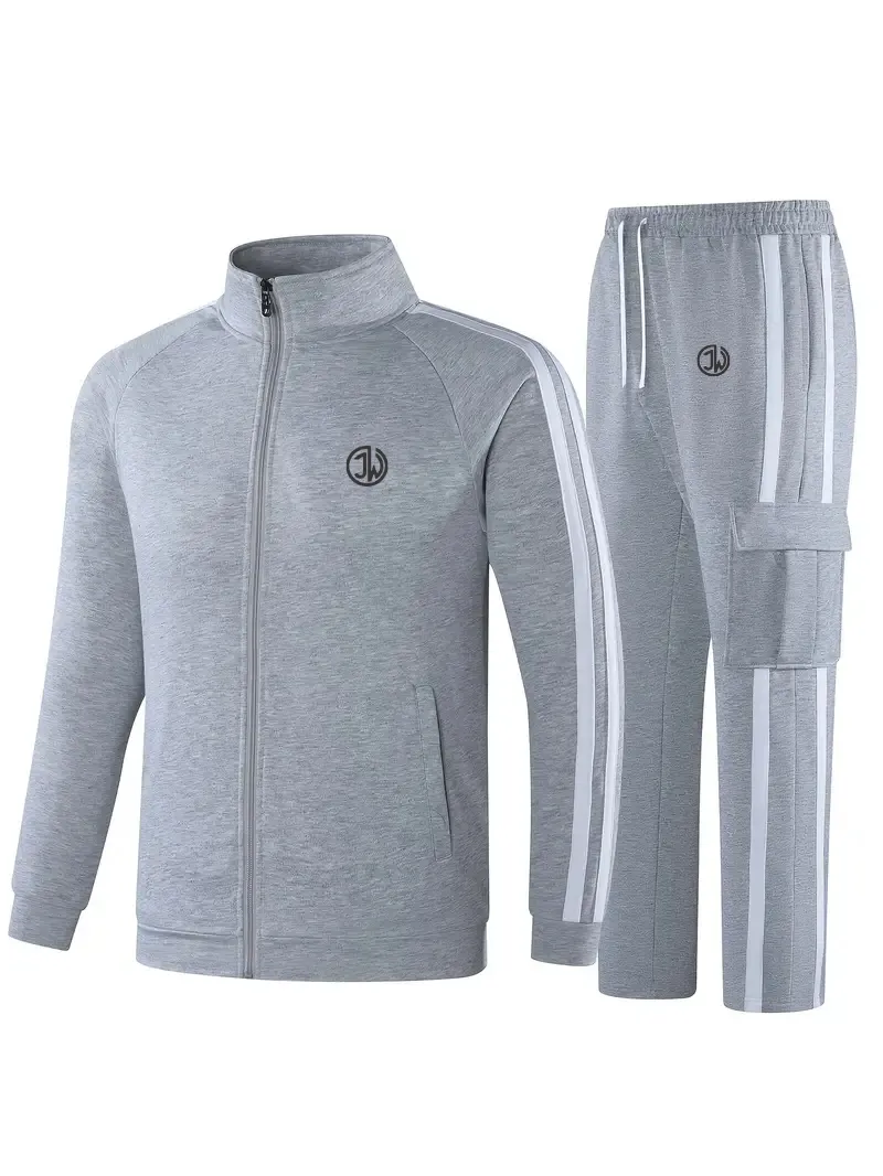 Men's Casual Sports Tracksuit Set - Breathable Polyester.