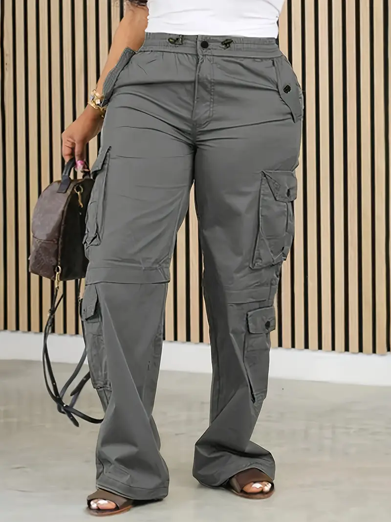 Women's Casual Cargo Pants with Multiple Pockets.