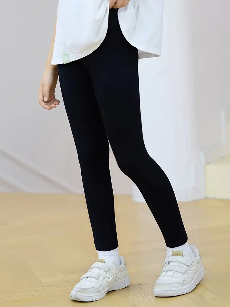 Girls Lightweight & Thin & Stretchy Solid Colored Leggings.