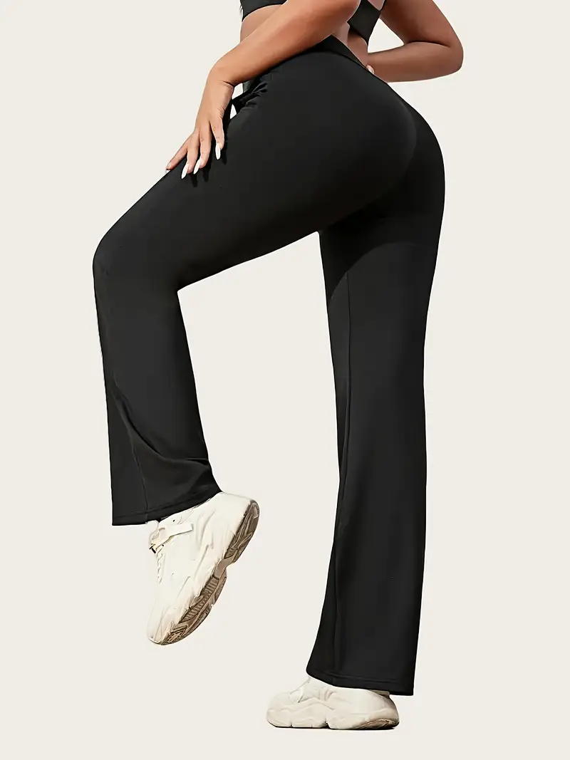 Women'S High Waist Flare Leg Pants with Pockets.