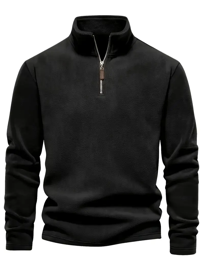 Men'S Vintage Style Casual Stand Collar Fleece Zip jersey.