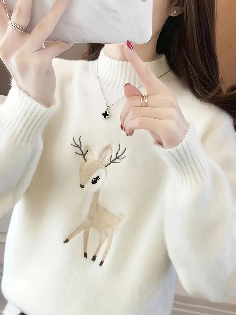 1pc FENGQIAOMAN Women'S Casual Embroidered Jerasey.