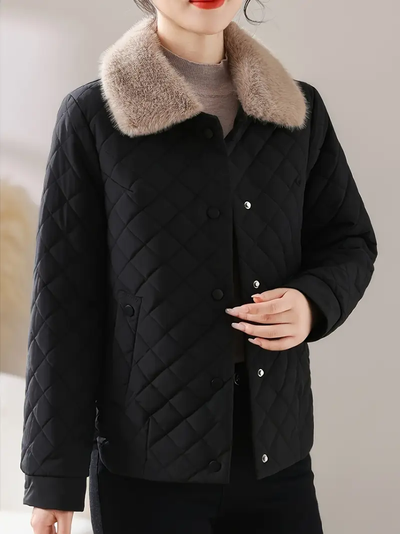 Women'S Jacket with Faux Fur Collar.