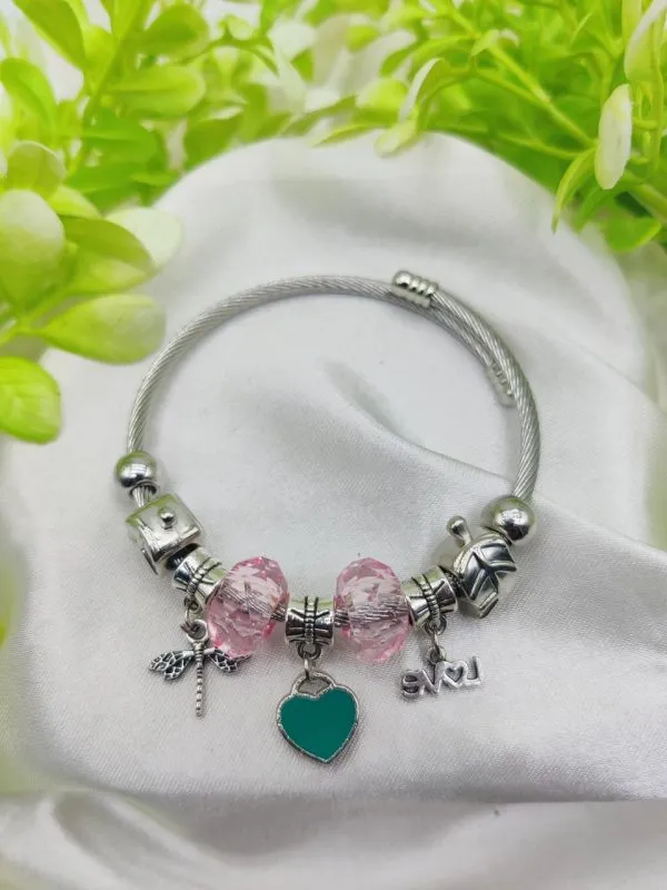 Imported Elegant Pandora Bracelet With Heart & Love Charms