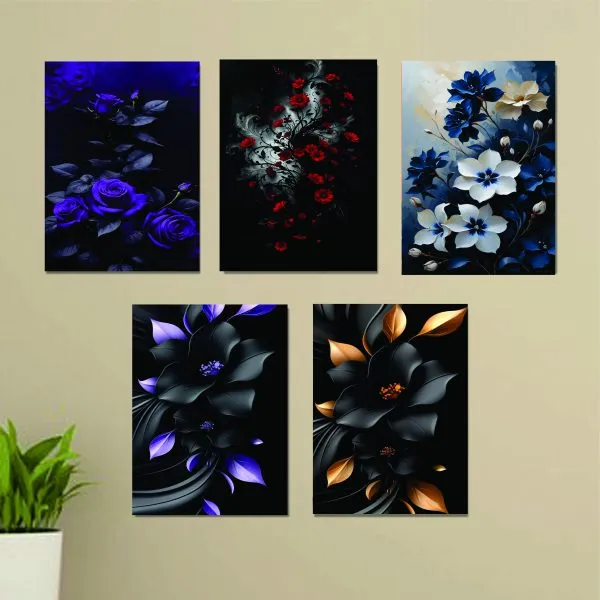 Set Of 3 Flower Sticky Canvas