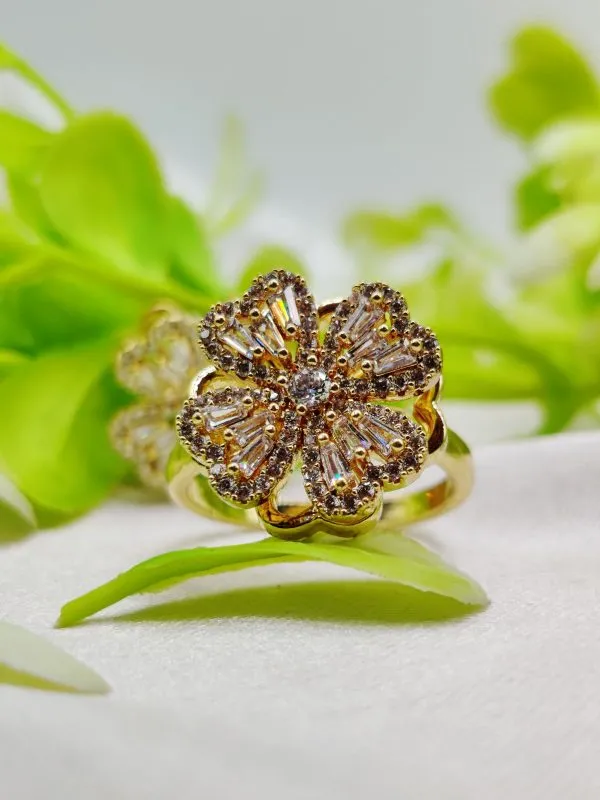 Imported Dazzling Movable Floral Blossom Adjustable Rings