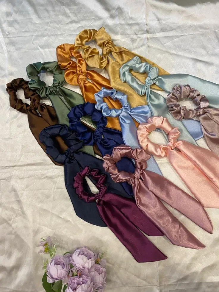 Silk Scrunchie Scarf hand made-Stylish Hair & Neck Accessory