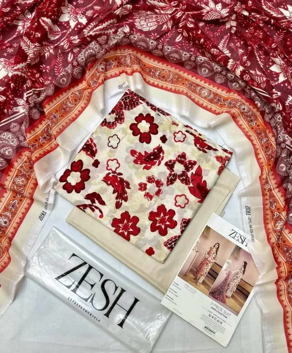 Zesh lawn suit 3 piece