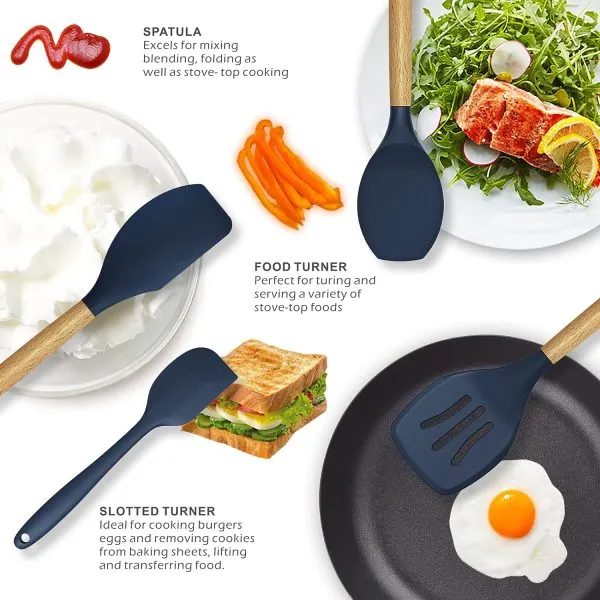 12 Pcs Silicone Cooking Utensils Kitchen Utensil Set | Heat