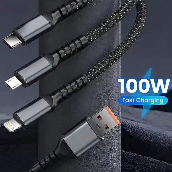 .Gamen 3 In 1 Fast Charging Cable | 100w Fast Charging Cable