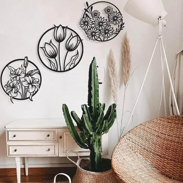 3d Floral Abstract Wooden Wall Art