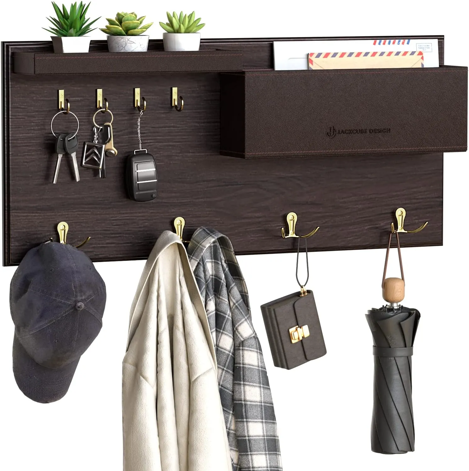 Entryway Coat Rack Wall Mount Key Holder