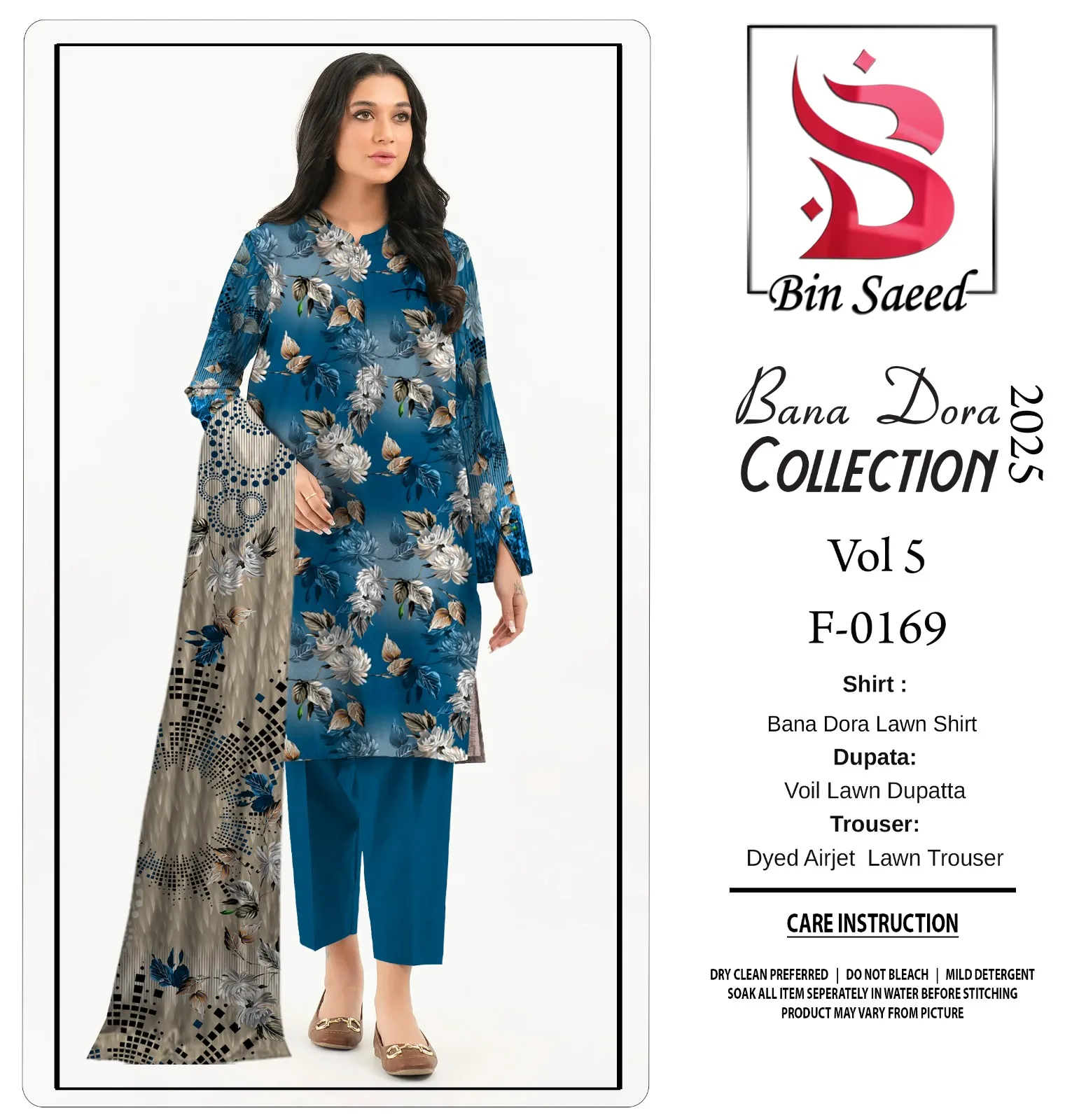 Bana Dora 3piece Unstitched Suit Summaer Lawn