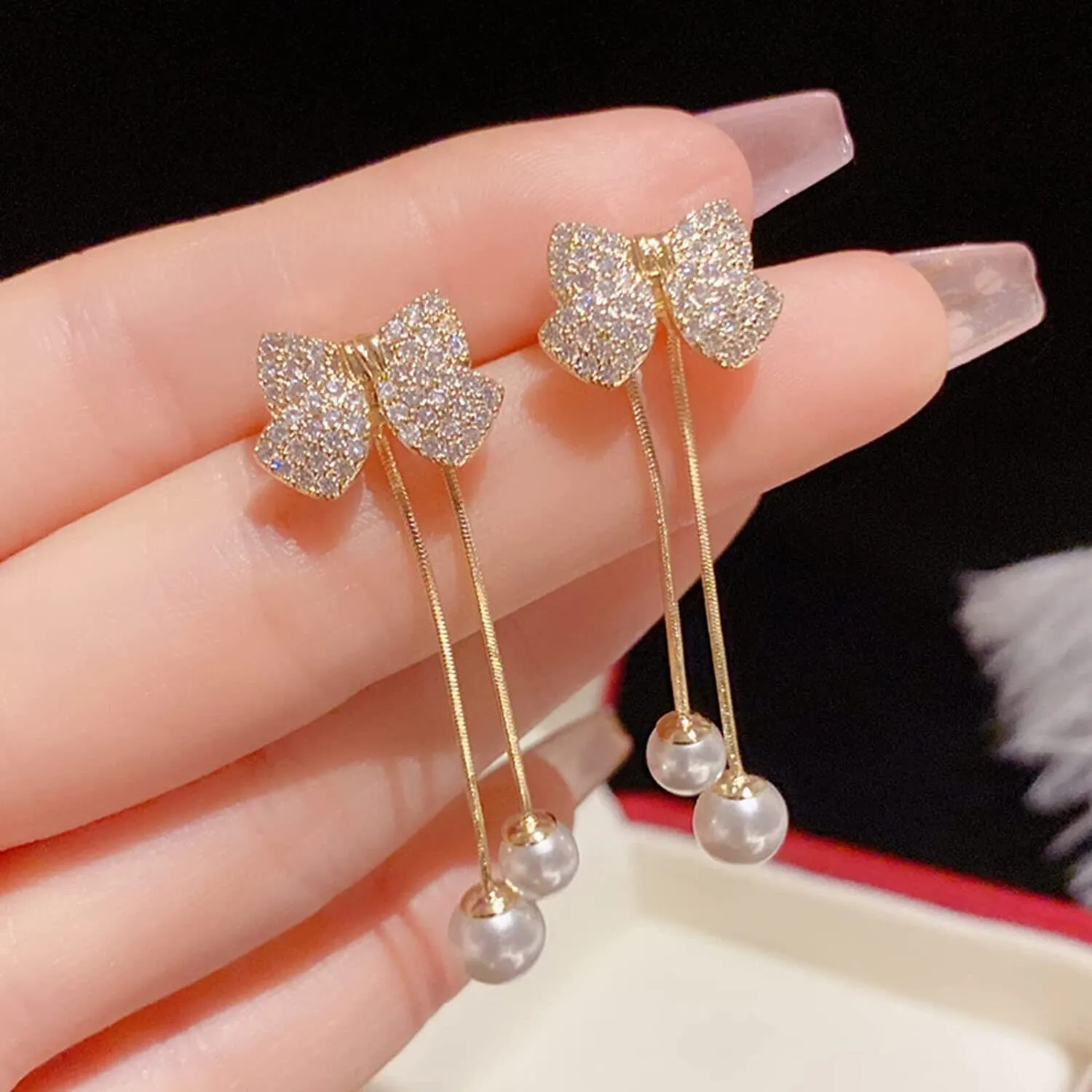 Elegant Bow Style Zircon Earings / Earring For Women