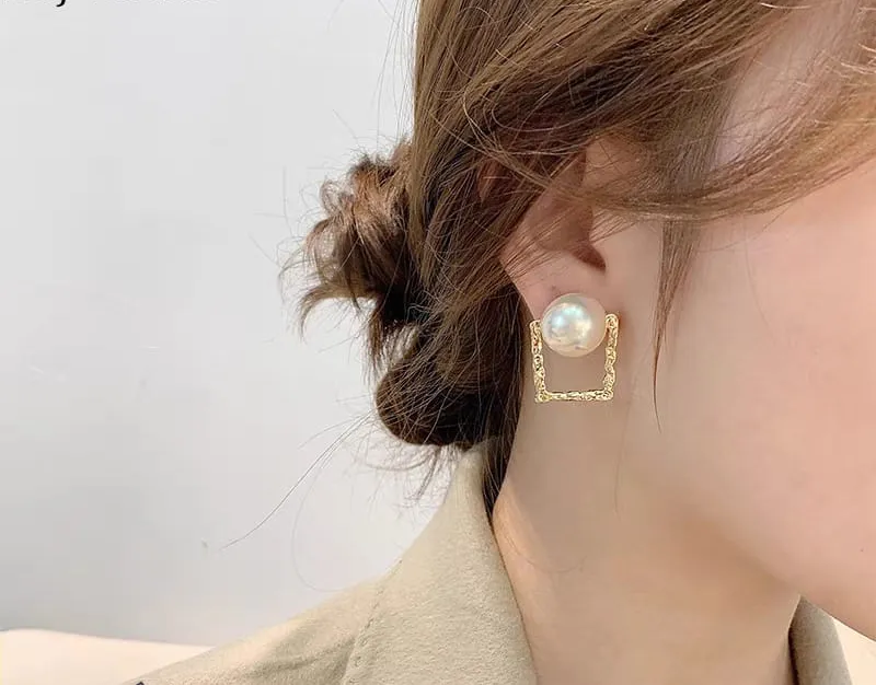Korean Square Pearl Shape Earing | Ethnic Wear