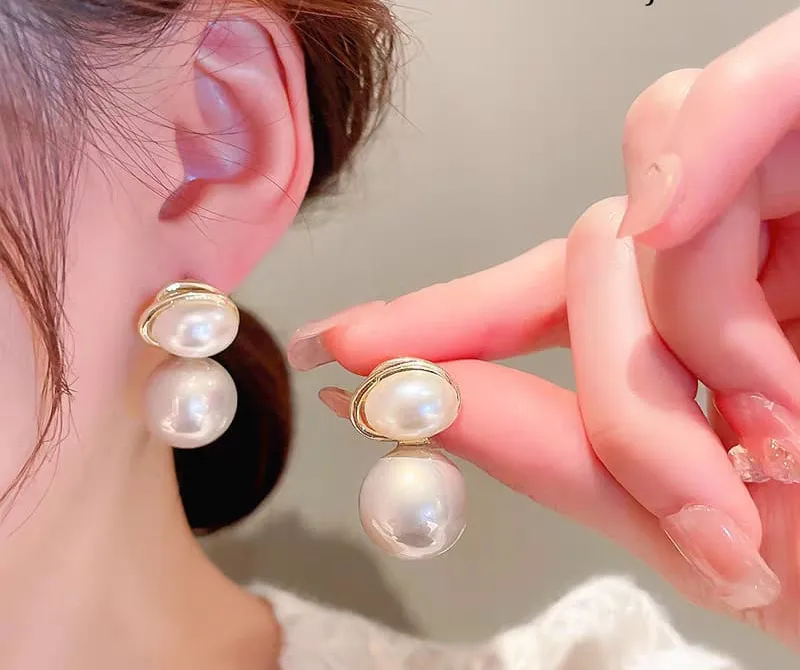 Oval Shape Marble Korean Style Earings For Women Girls