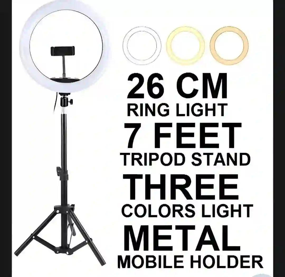 LED Ring Light 26cm Tripod with 3 colour & Mobile Holder