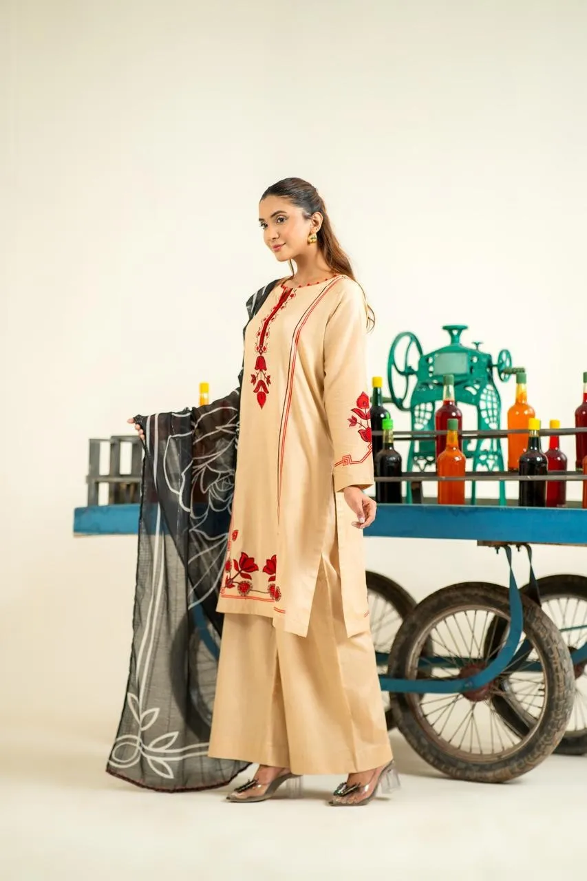 3PC EMBROIDERED DRESS