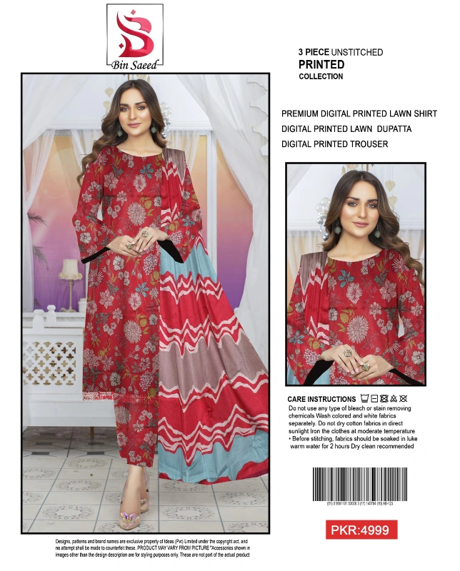luxury lawn unstitched 3PC suit