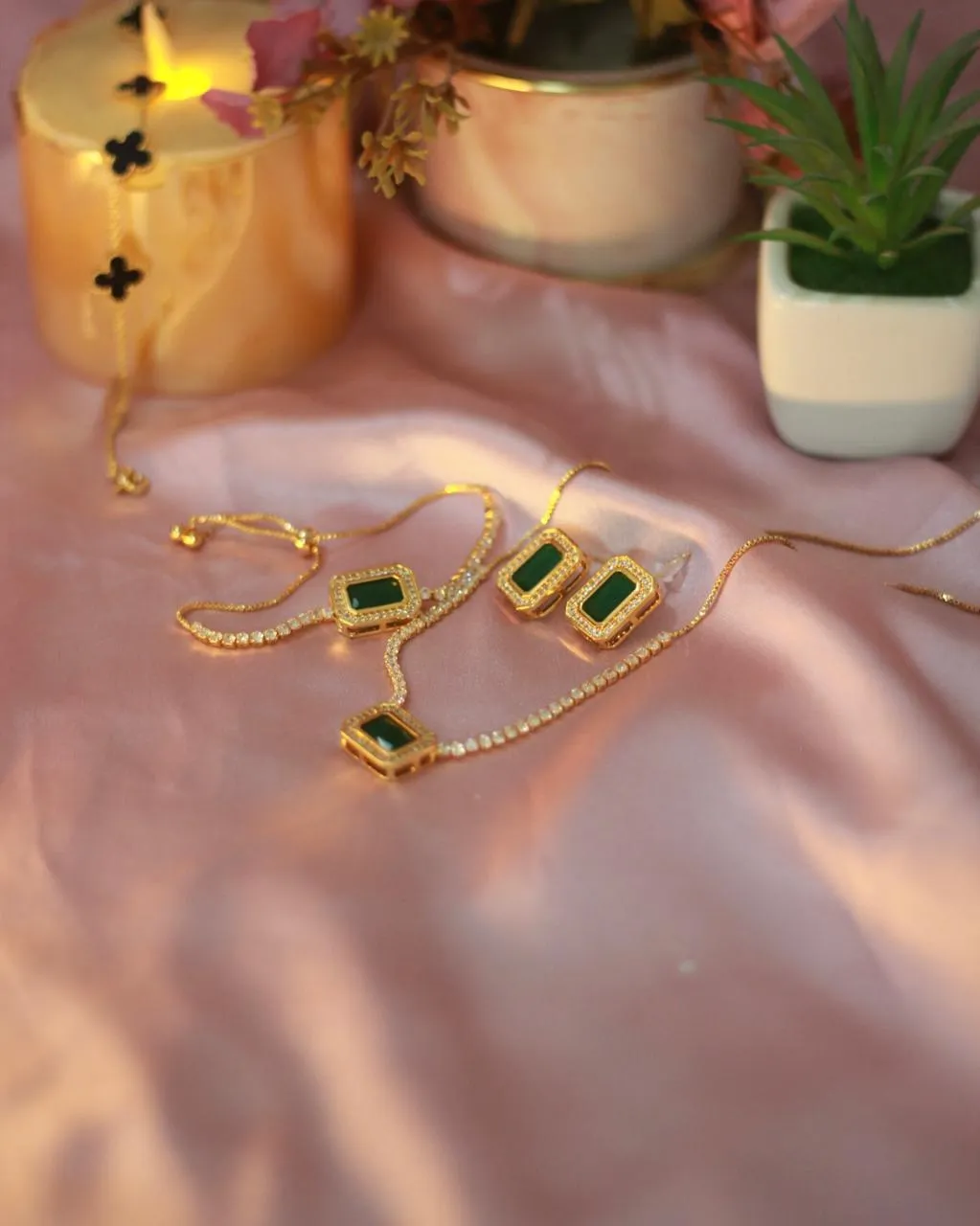 Green Pendant Set(Stainless Steel)