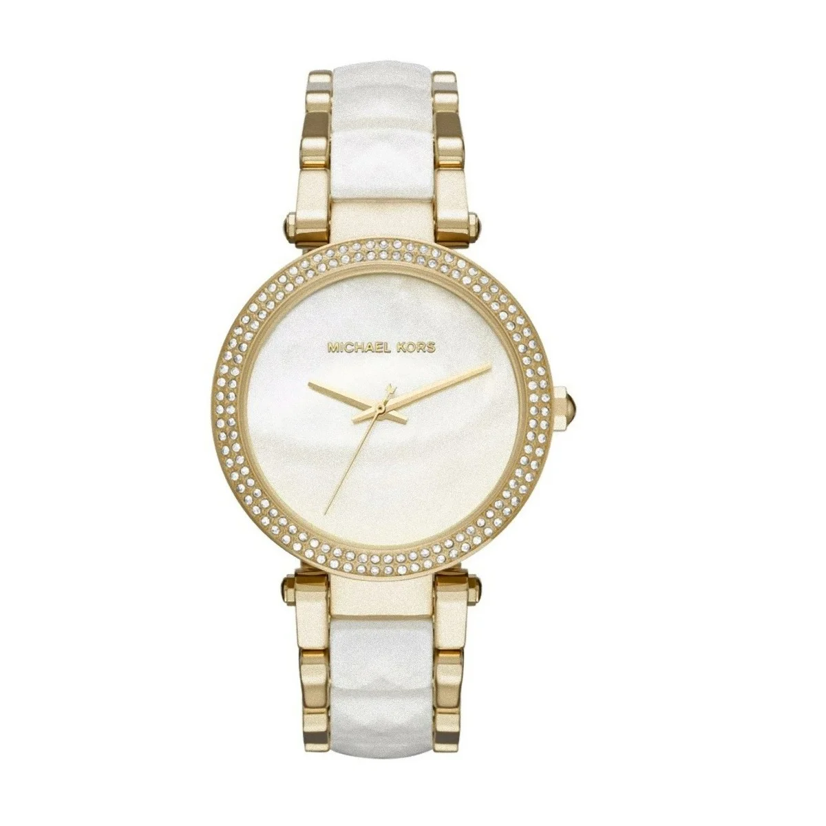 Ladies Michael Kors Parker White Dial Two Tone Steel Strap Watch