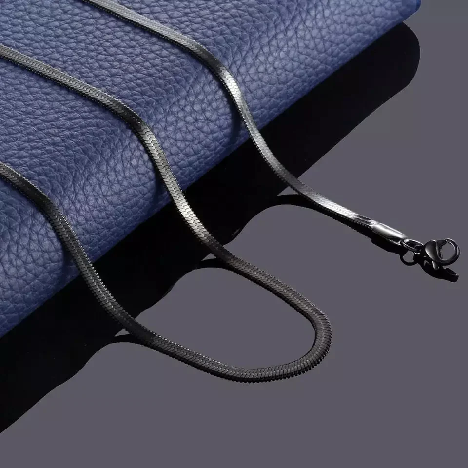 Snack neck chain Black+Silver