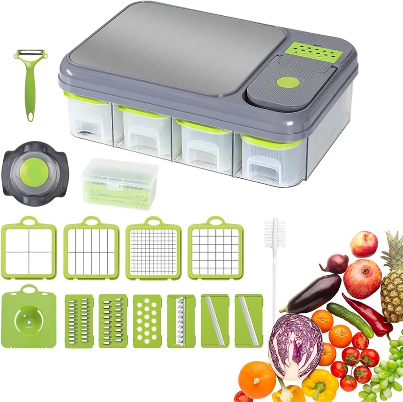 All-In-1 Veggie Prep Station with Built-In Cutting Board