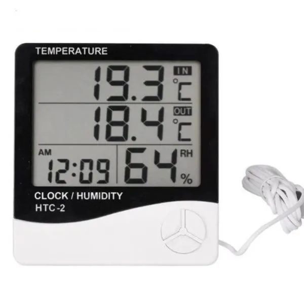 THERMOMETER HYGROMETER – TEMPERATURE HUMIDITY CLOCK – HTC-2