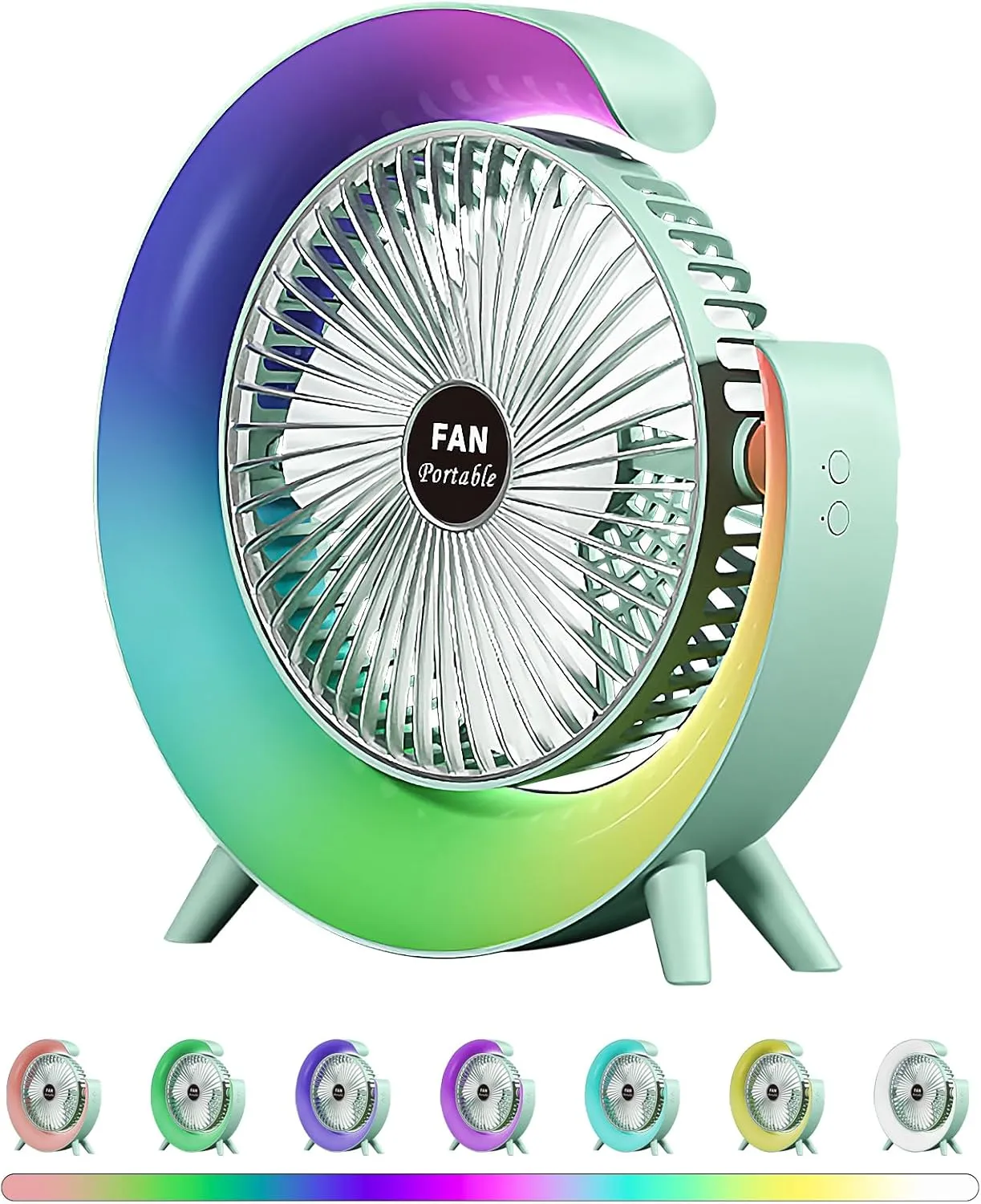 Colorful USB Rechargeable Desktop Fan | Silent Cooling, LED