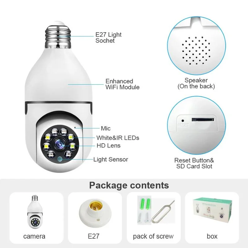 Speed-X Bulb Camera 1080P WiFi 360° Panoramic Security Camer