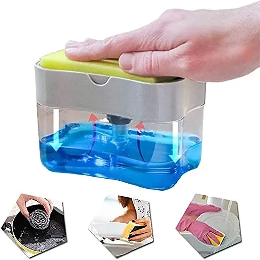 Soap Pump Dispenser & Sponge Holder for Kitchen Sink | Press