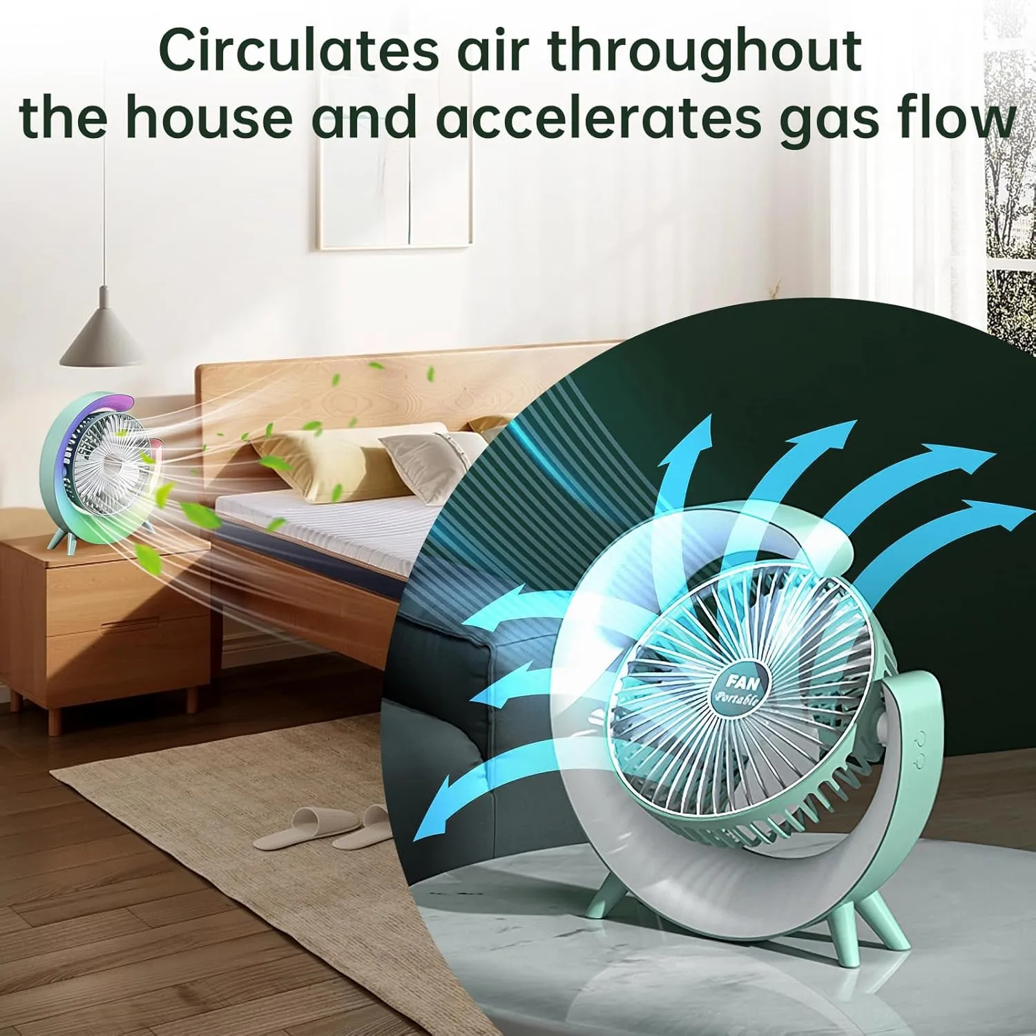 Colorful USB Rechargeable Desktop Fan | Silent Cooling, LED