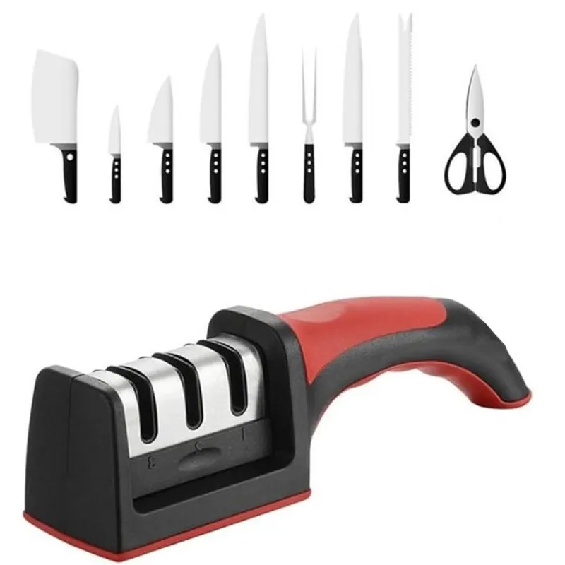 3-in-1 Knife Sharpener Set with Ceramic Peeler | 3-Stage Bla