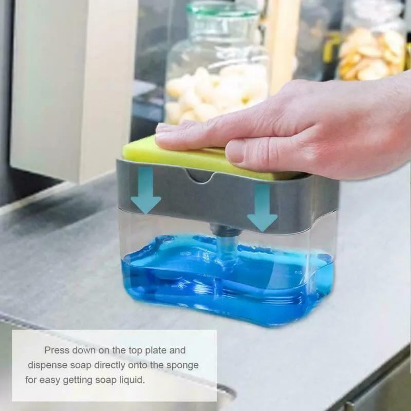 Soap Pump Dispenser & Sponge Holder for Kitchen Sink | Press
