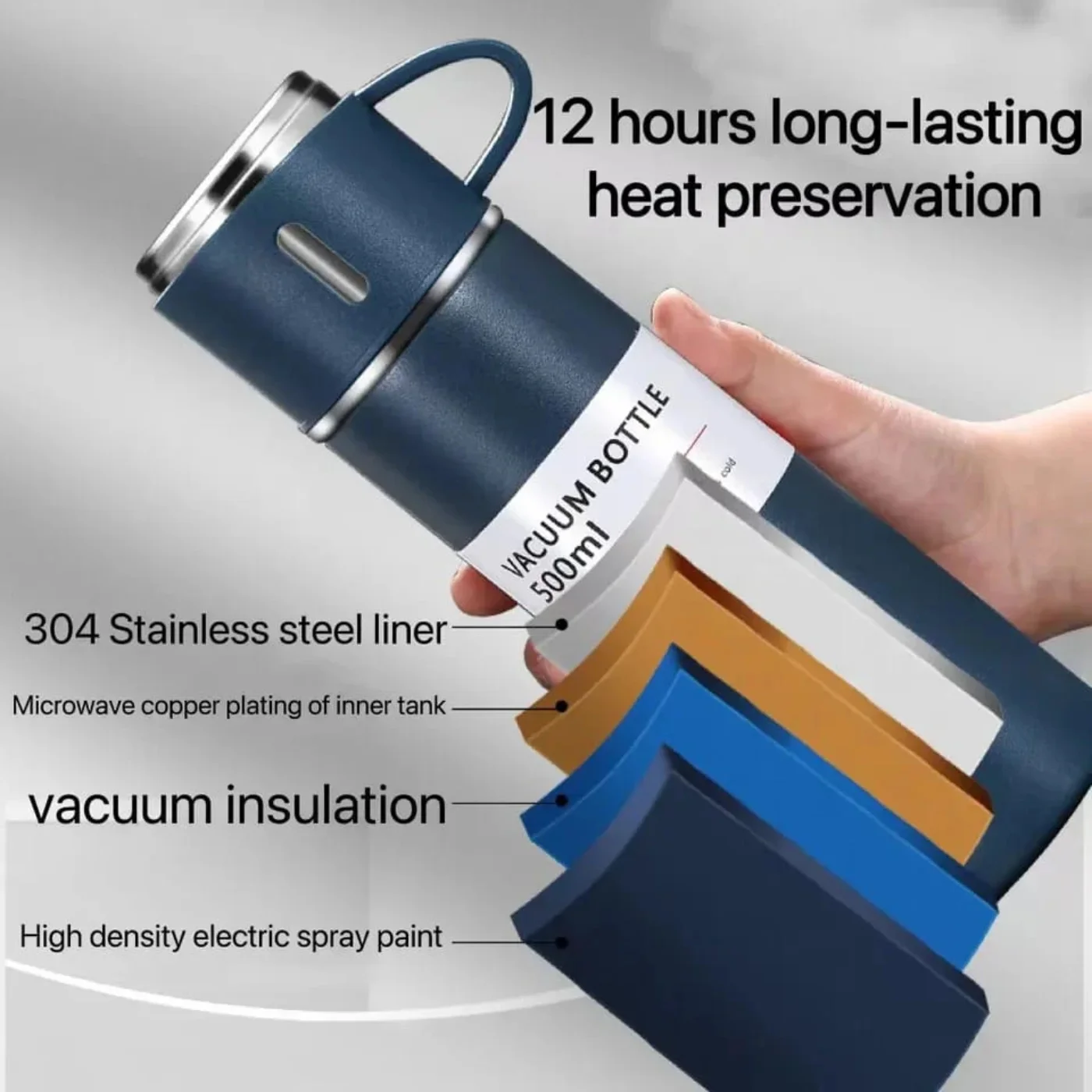 3 Cup 500ML Double-Layer Stainless Steel Vacuum Flask Set |