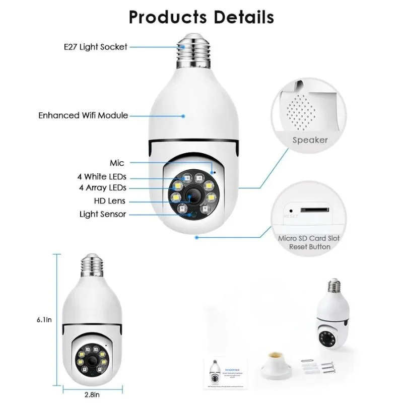 Speed-X Bulb Camera 1080P WiFi 360° Panoramic Security Camer