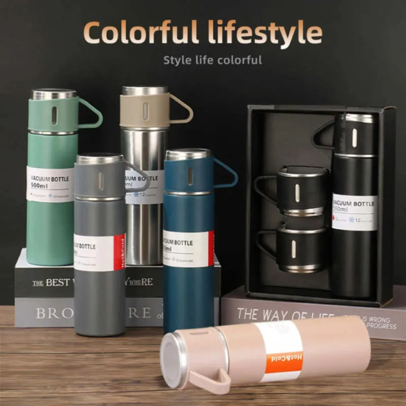 3 Cup 500ML Double-Layer Stainless Steel Vacuum Flask Set |
