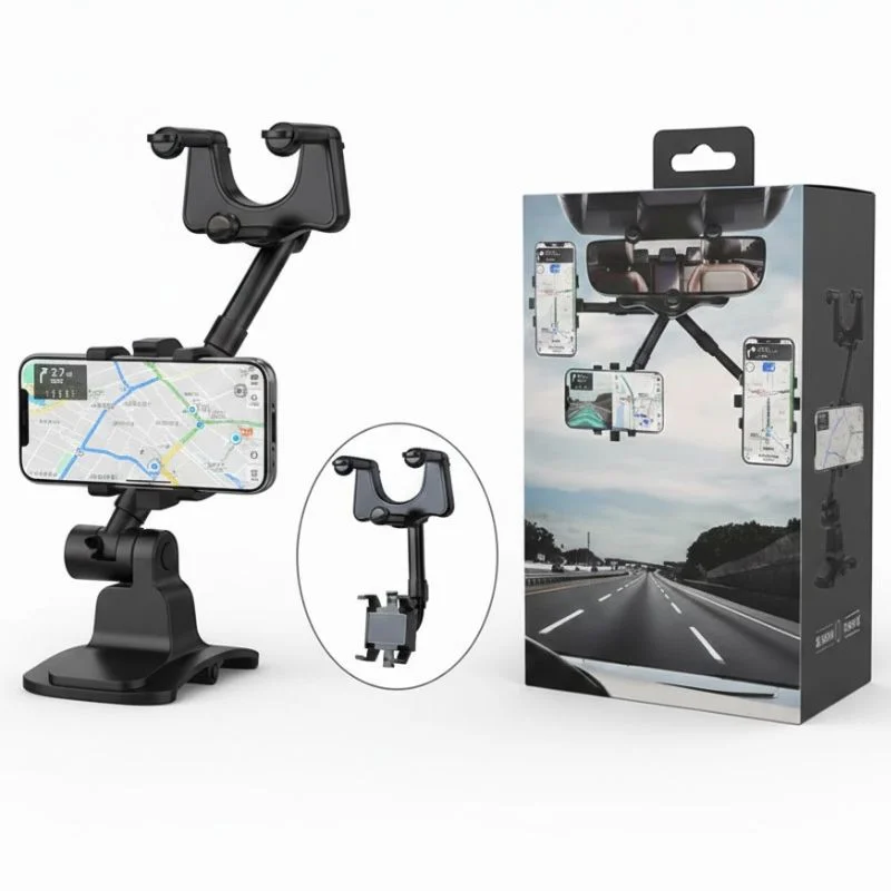 360° Rotatable & Retractable Rearview Mirror Phone Holder |