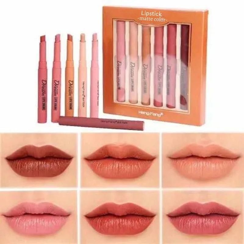 Hengfang Matte Dream Lipstick Set – 6-Piece Long-Lasting Nud