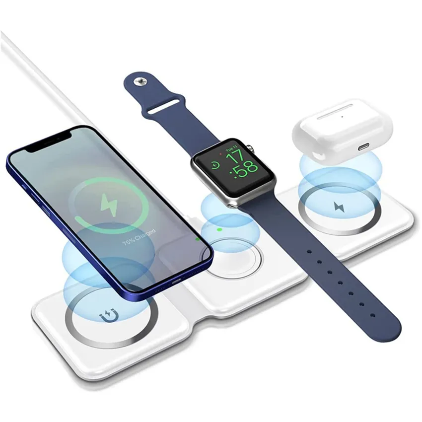 3-in-1 Foldable Magnetic Wireless Charger 15W Charging Stati