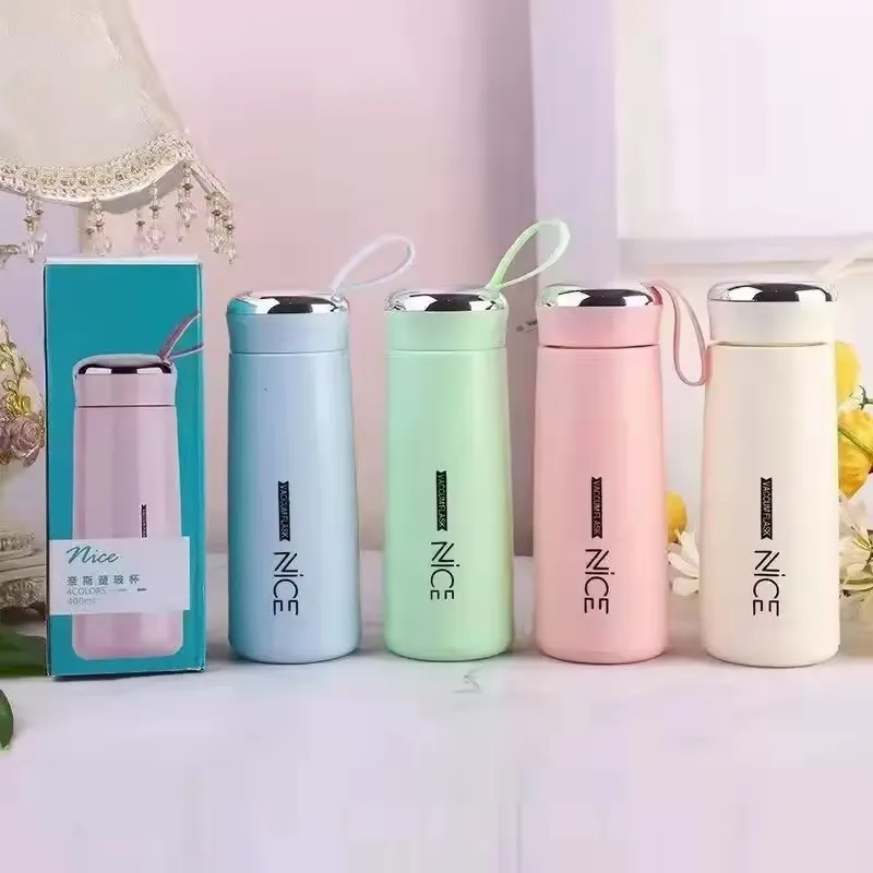 Nice Bottle | 400ml Mini Flask Glass Water Bottle with Vacuu
